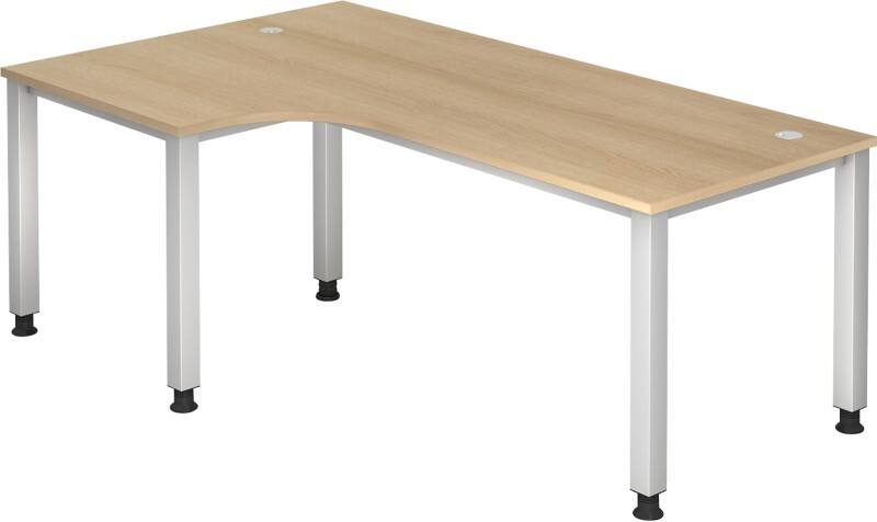 Hammerbacher Q Serie Schreibtisch Rechteckig Eiche Holz Silber 4 Füße 1.200 x 2.000 x 685 mm