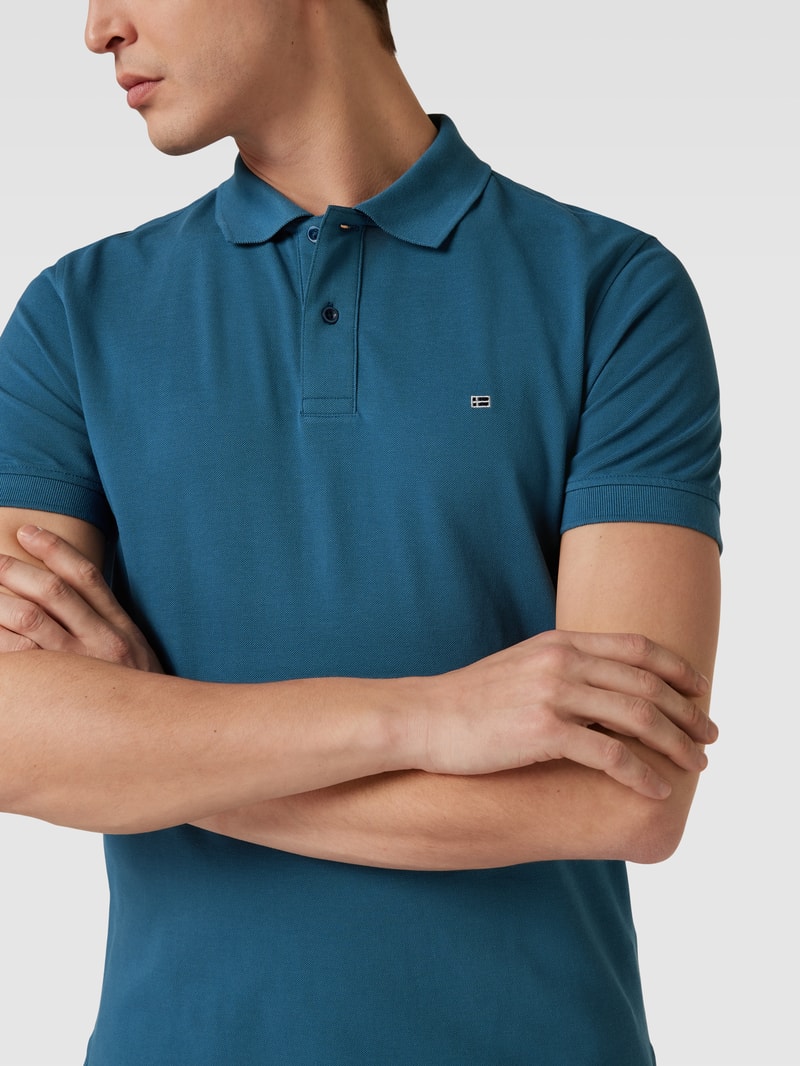 Poloshirt mit Label-Stitching in petrol