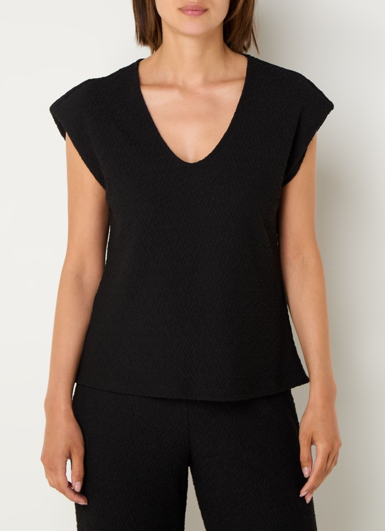 Textured Taifun Top with V-neck