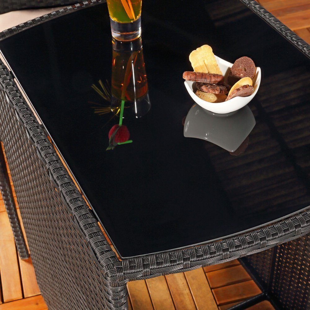Melko Gartenlounge-Set Gartenmöbel Sitzgarnitur Essgruppe 3er Set Tisch&2 Stühle Polyrattan, (Set, 4-tlg), Beansprucht wenig Platz