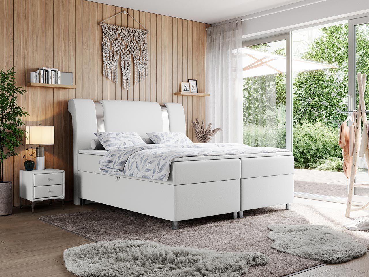 MKS MÖBEL Boxspringbett JOWI, Boxspringbett mit Bettkasten, Multipocket-Matratze, Topper