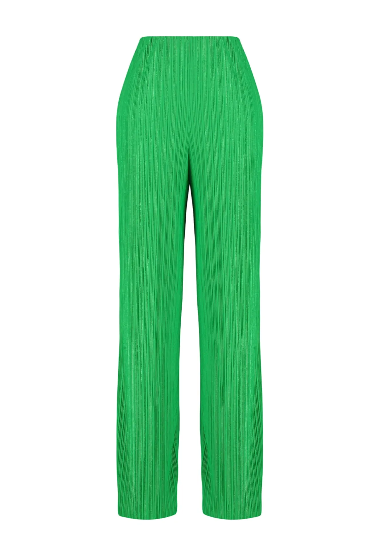 Trendyol Collection  Grüne plissierte Hose mit weitem Bein/locker geschnittener Strickhose mit hoher Taille TWOSS23PL00042