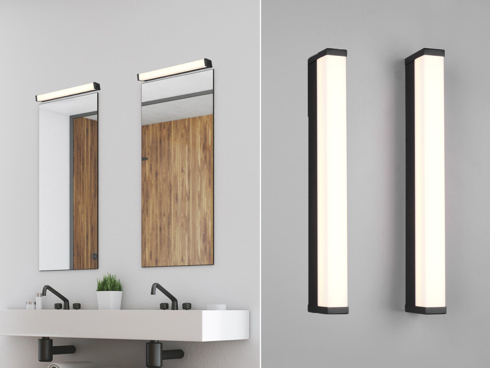 meineWunschleuchte Spiegelleuchte, LED fest integriert, Warmweiß, 2er Set LED Badezimmerlampe IP44, Badlampe Wand, Gäste WC B: 42,5cm