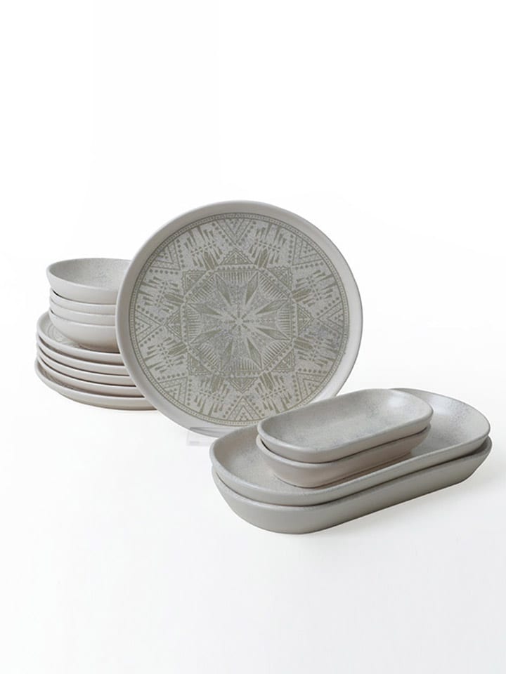 Hermia 14tlg. Frühstücks-Set in Taupe in Grau/ Hellbraun günstig kaufen onesize