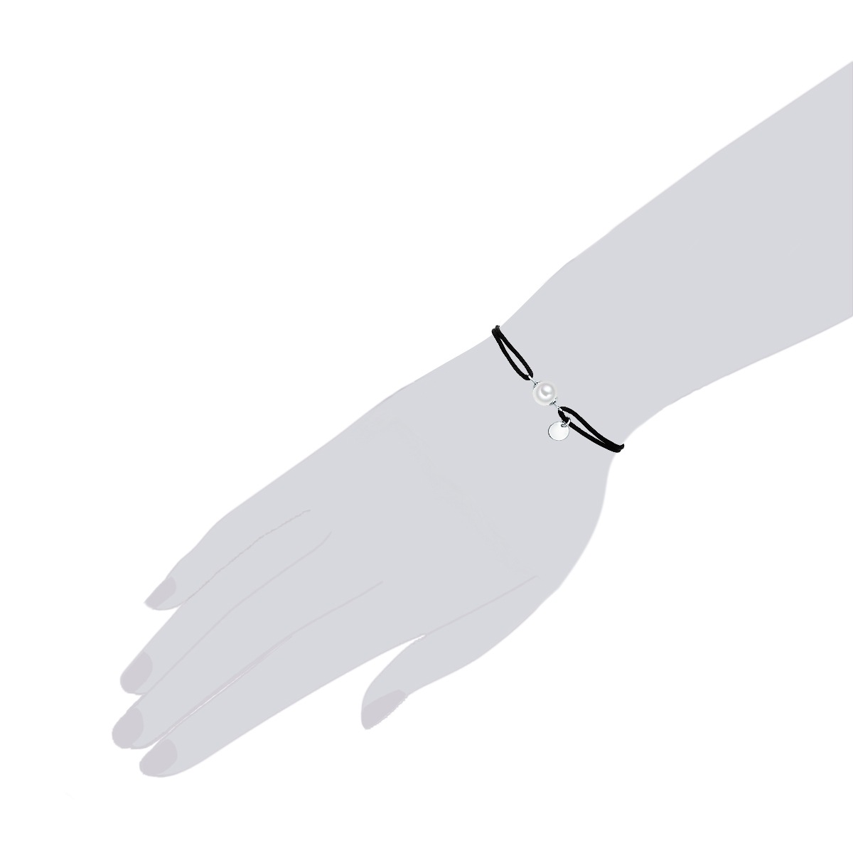 Perlen-Armband Messing Muschelkernperle in Silber