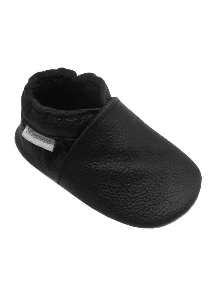 Yalion Leder-Krabbelschuhe in Schwarz günstig kaufen
