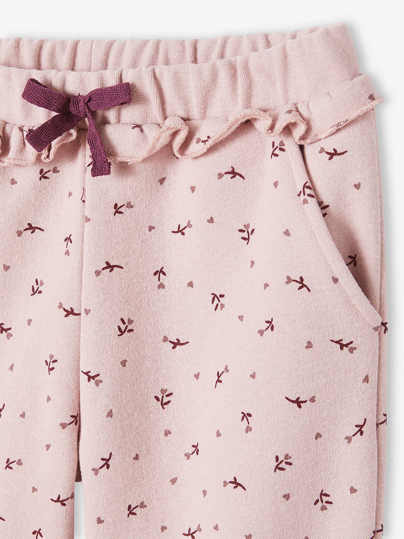 Pantalon jogging volanté fille imprimé fleurs bleu imprimé
