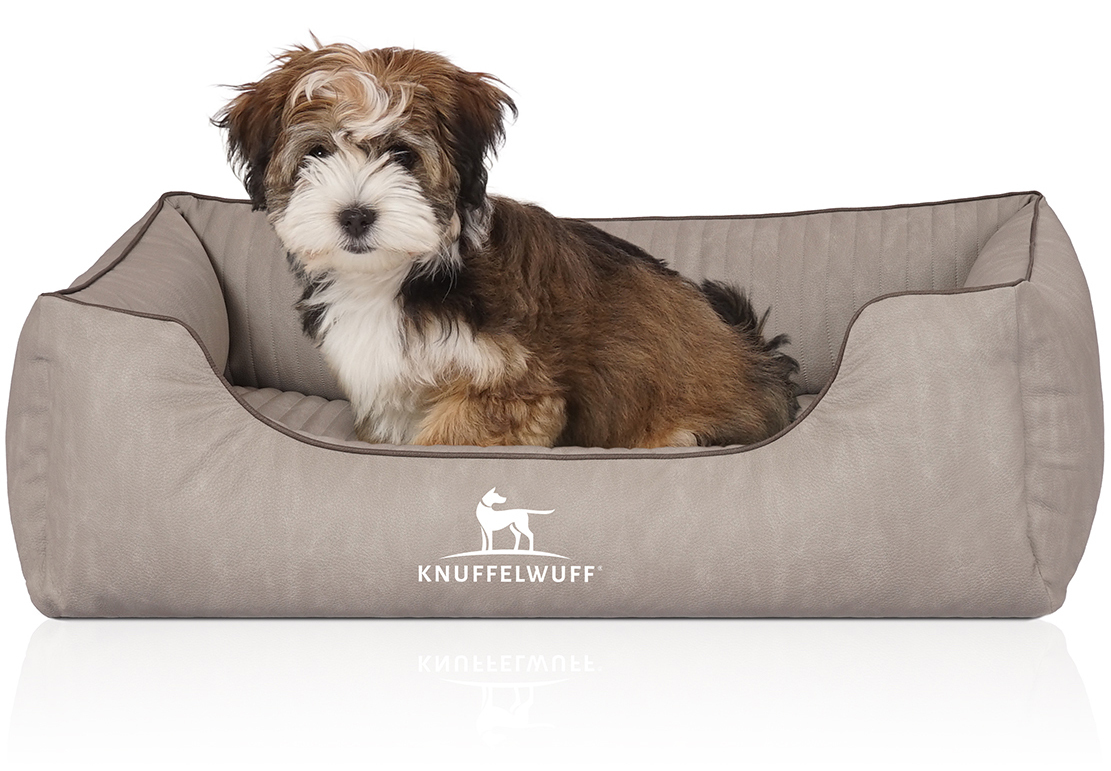 Knuffelwuff Hundebetten Knuffelwuff Orthopädisches Hundebett Tampa aus laser-gestepptem Kunstleder grau M-L