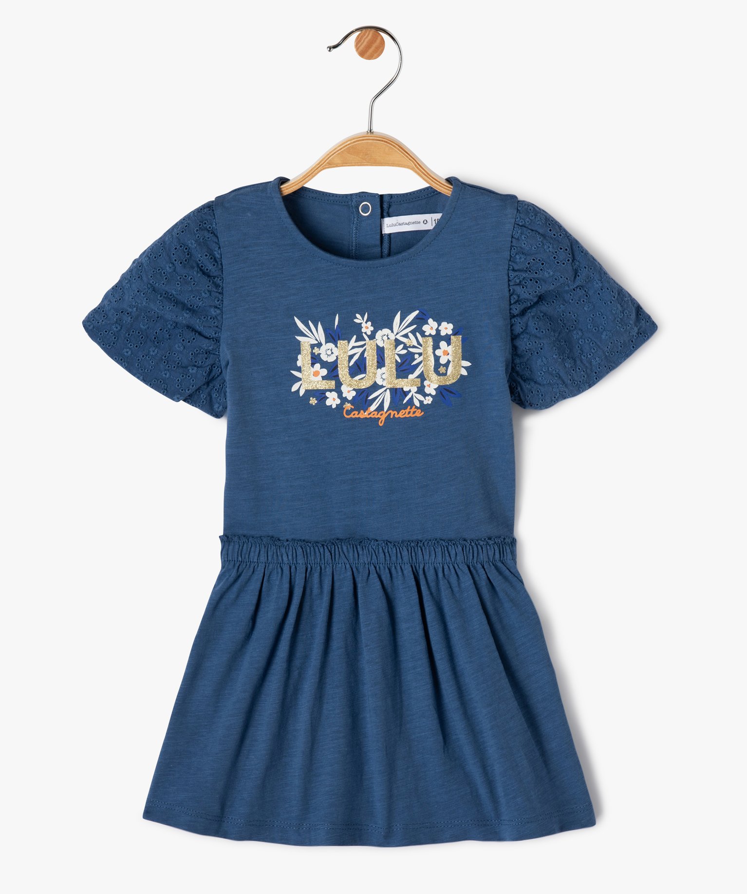 Robe bébé fille en maille à manches ballons - LuluCastagn... bleu | GEMO