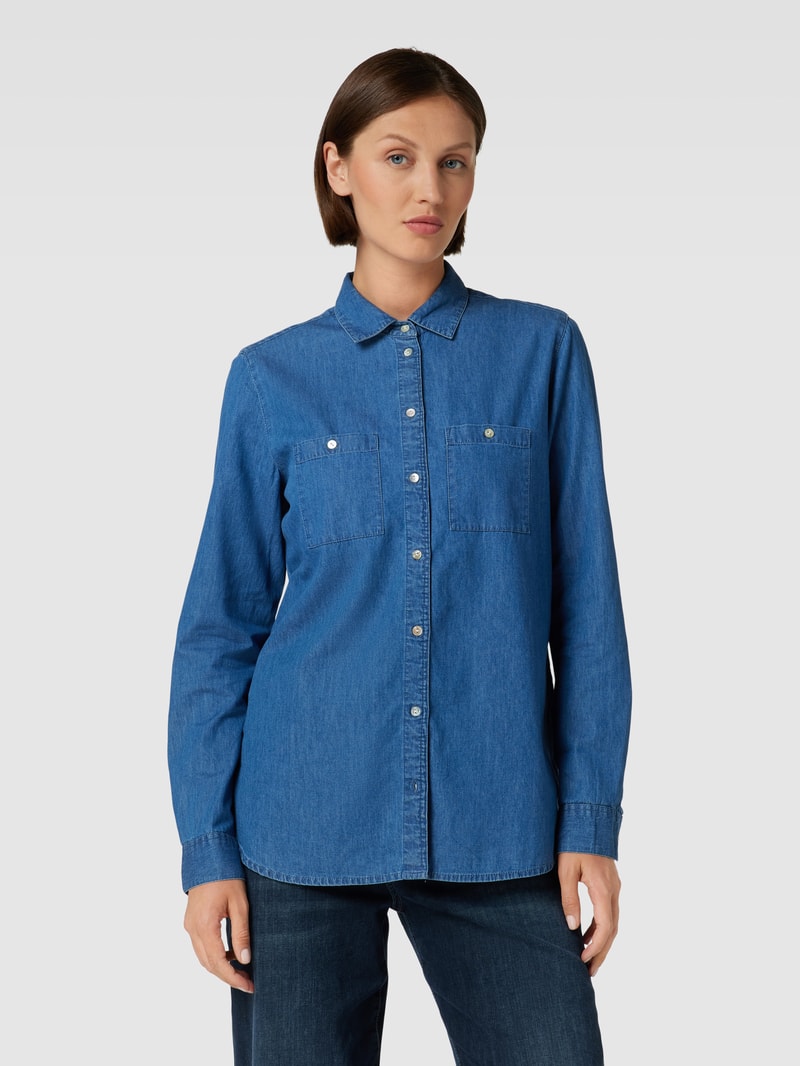 Jeansbluse mit Umlegekragen Modell 'Tencel' in blau