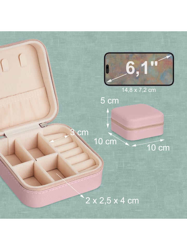 relaxdays Schmuckkästchen in Rosa - (B)10 x (H)5 x (T)10 cm günstig kaufen onesize