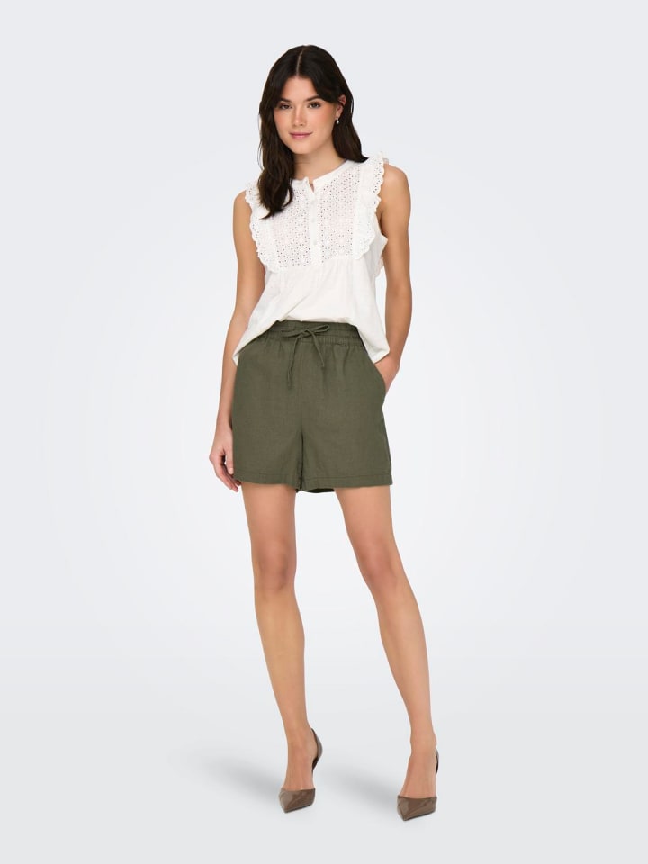 JACQUELINE de YONG Shorts Hohe Taille loose Fit Elastische Taille Kordelzug in Olive günstig kaufen