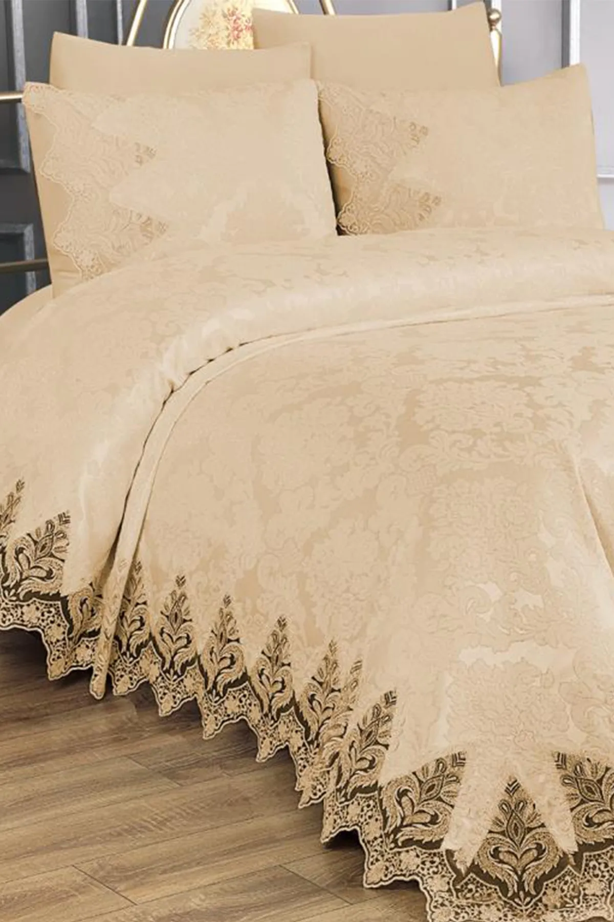 Çeyiz Diyarı  Elfenbeinfarbenes Doppel-Piqué-Set, Beige