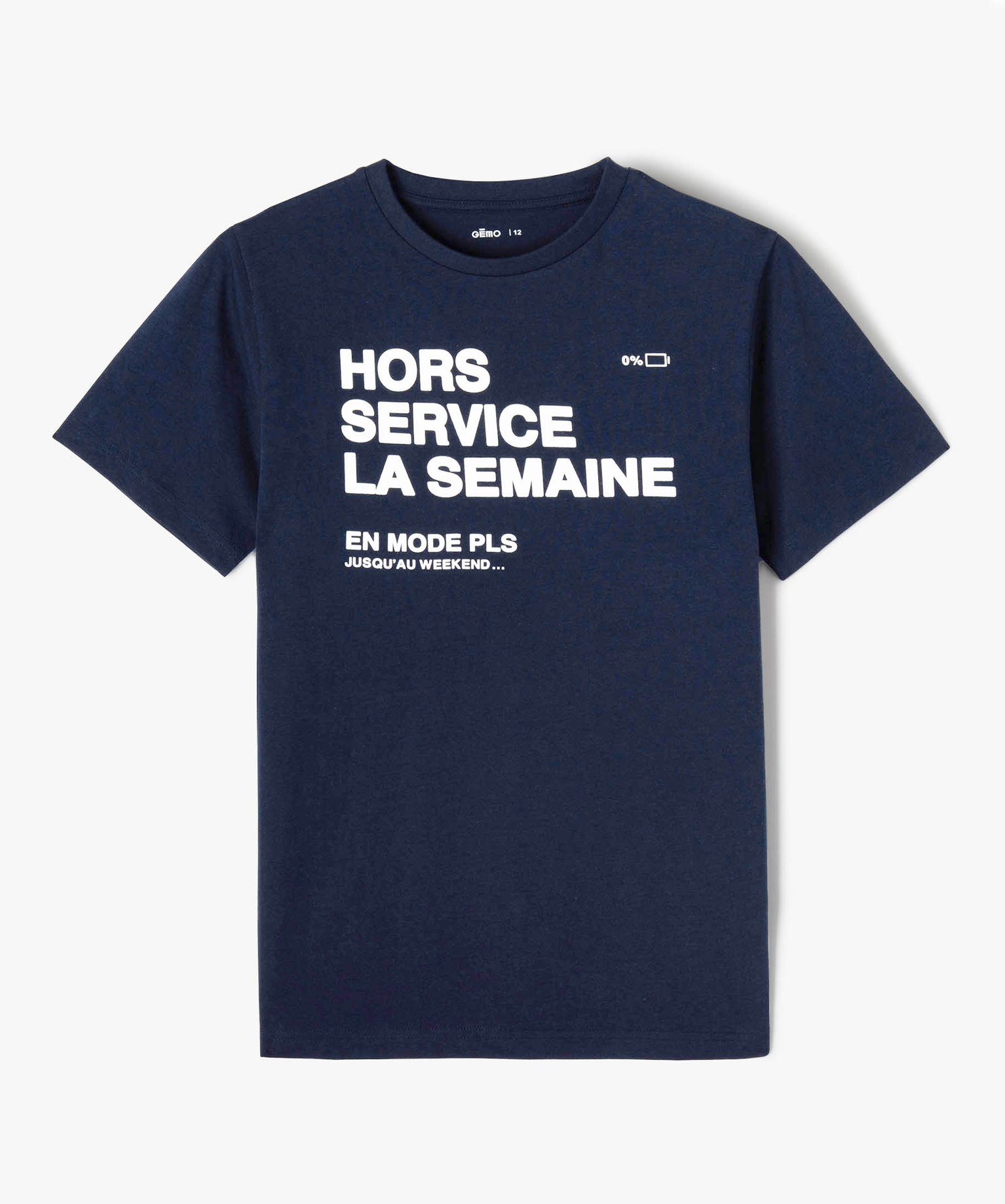 Tee-shirt à manches courtes imprimé Garçon marine | GEMO