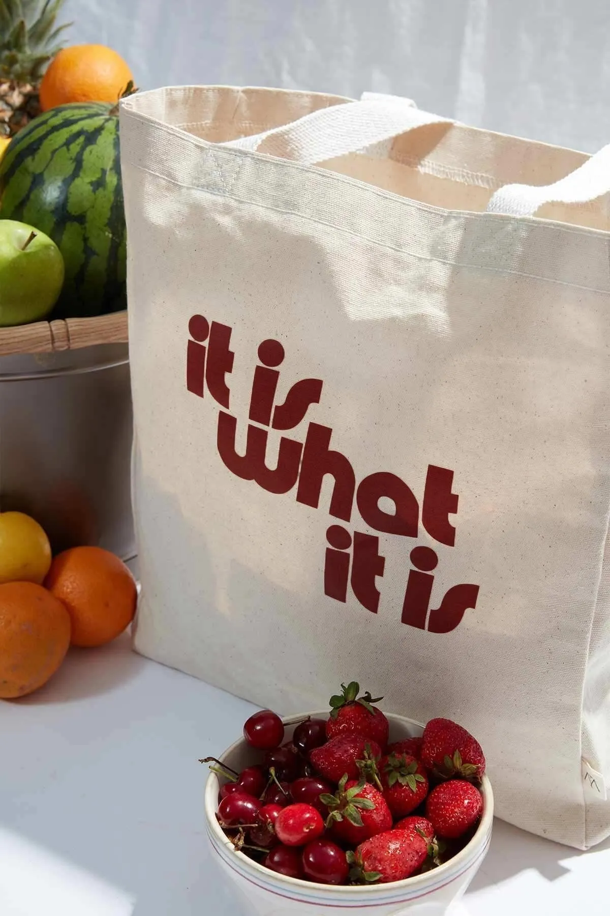 Manuka  Bedruckte Canvas-Stofftasche mit Seitenfalten Was