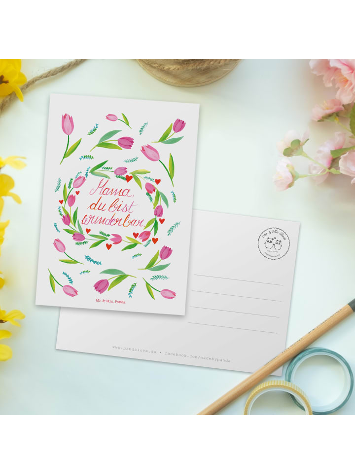 Mr. & Mrs. Panda Postkarte Mama Tulpen mit Spruch in Bunt günstig kaufen onesize