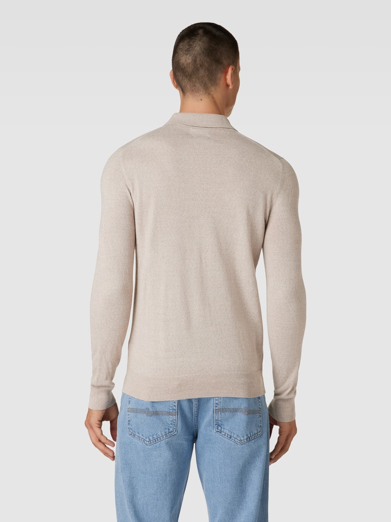 Strickpullover mit kurzem Reißverschluss in sand meliert