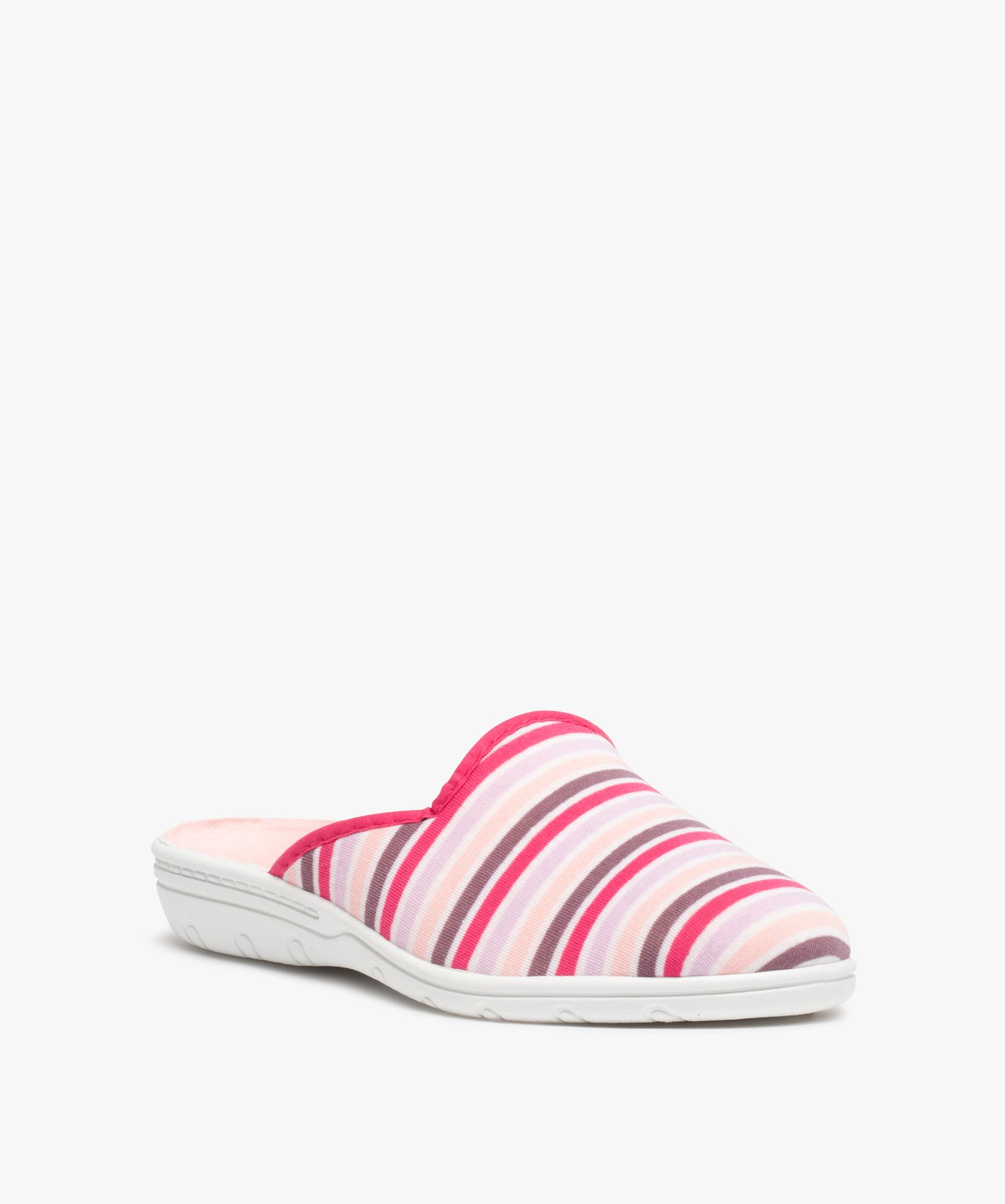 Chaussons femme mules confort en jersey rembourré rose | GEMO
