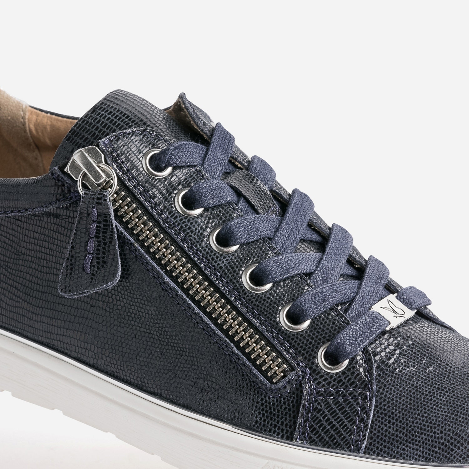 Tennis CAPRICE marine en cuir fantaisie