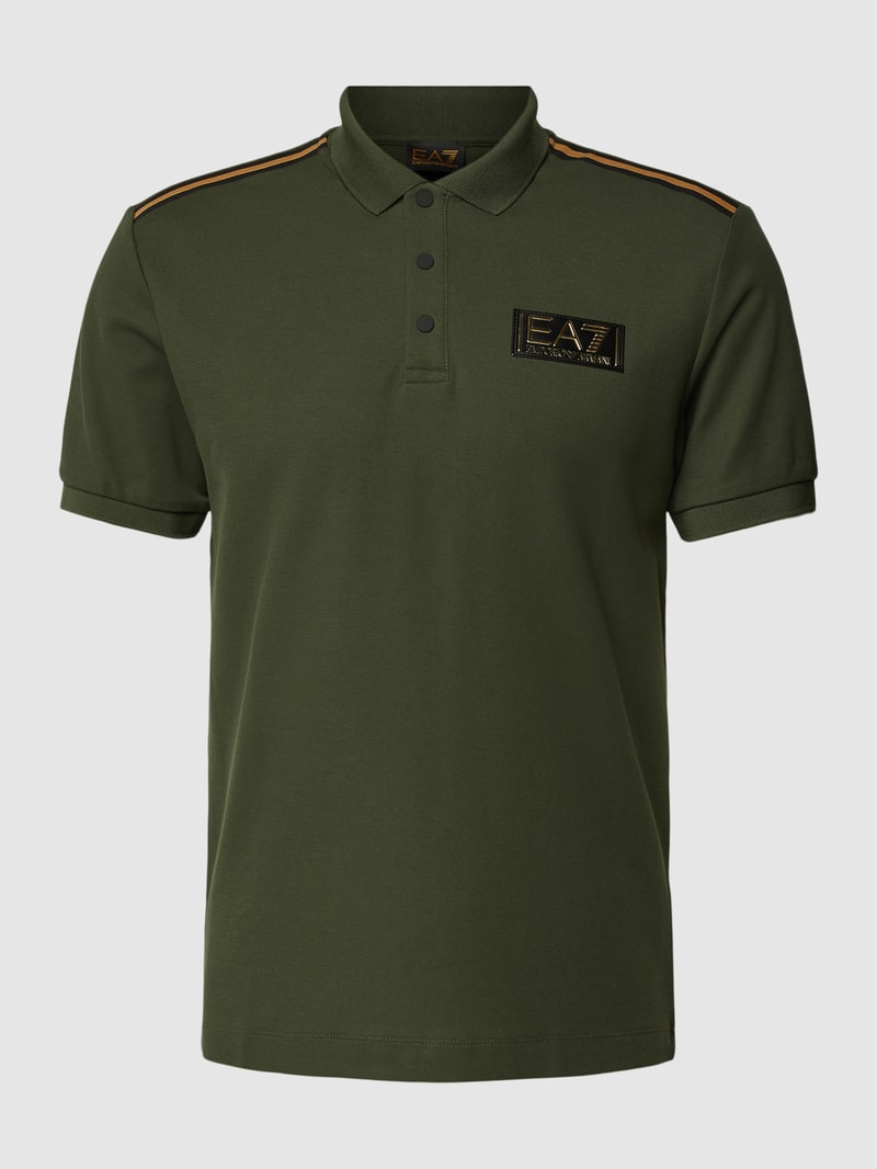 Poloshirt mit Label-Print in olivgrün