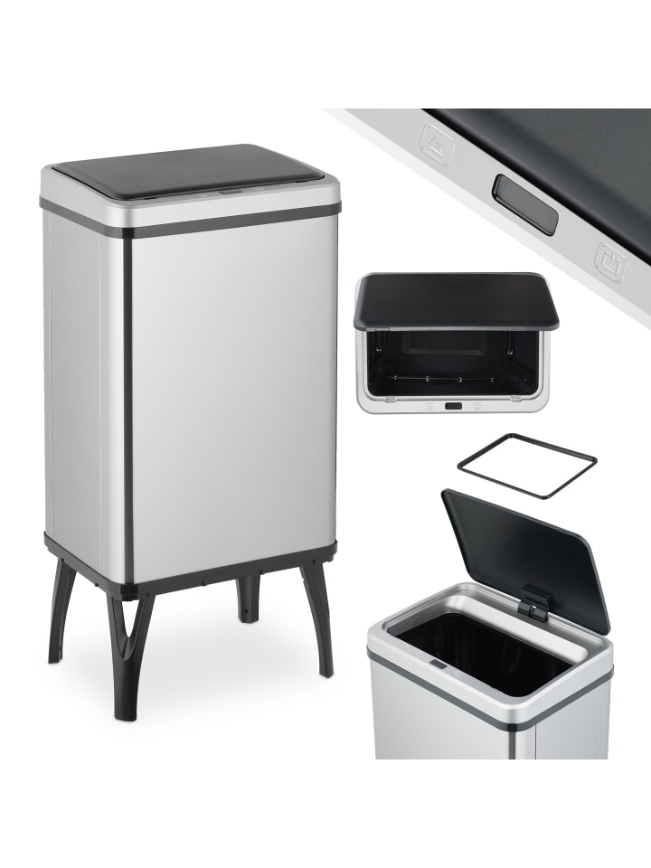 relaxdays Mülleimer mit Sensor in Silber - 40 Liter günstig kaufen onesize