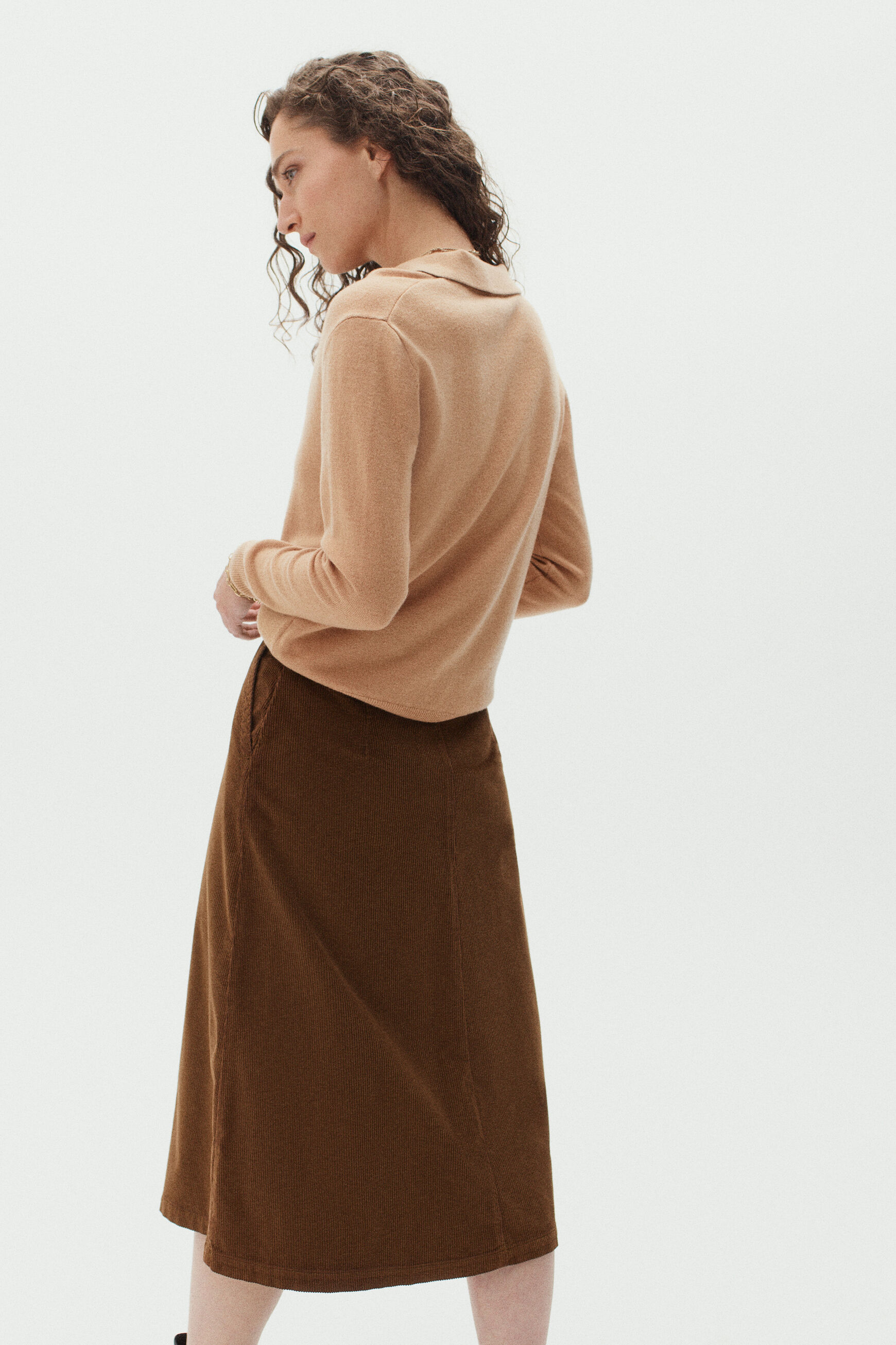 jupe lucia velours taupe femme