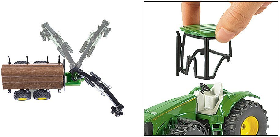 Siku Spielzeug-Traktor SIKU Farmer, John Deere 8430 mit Forstanhänger (1954)