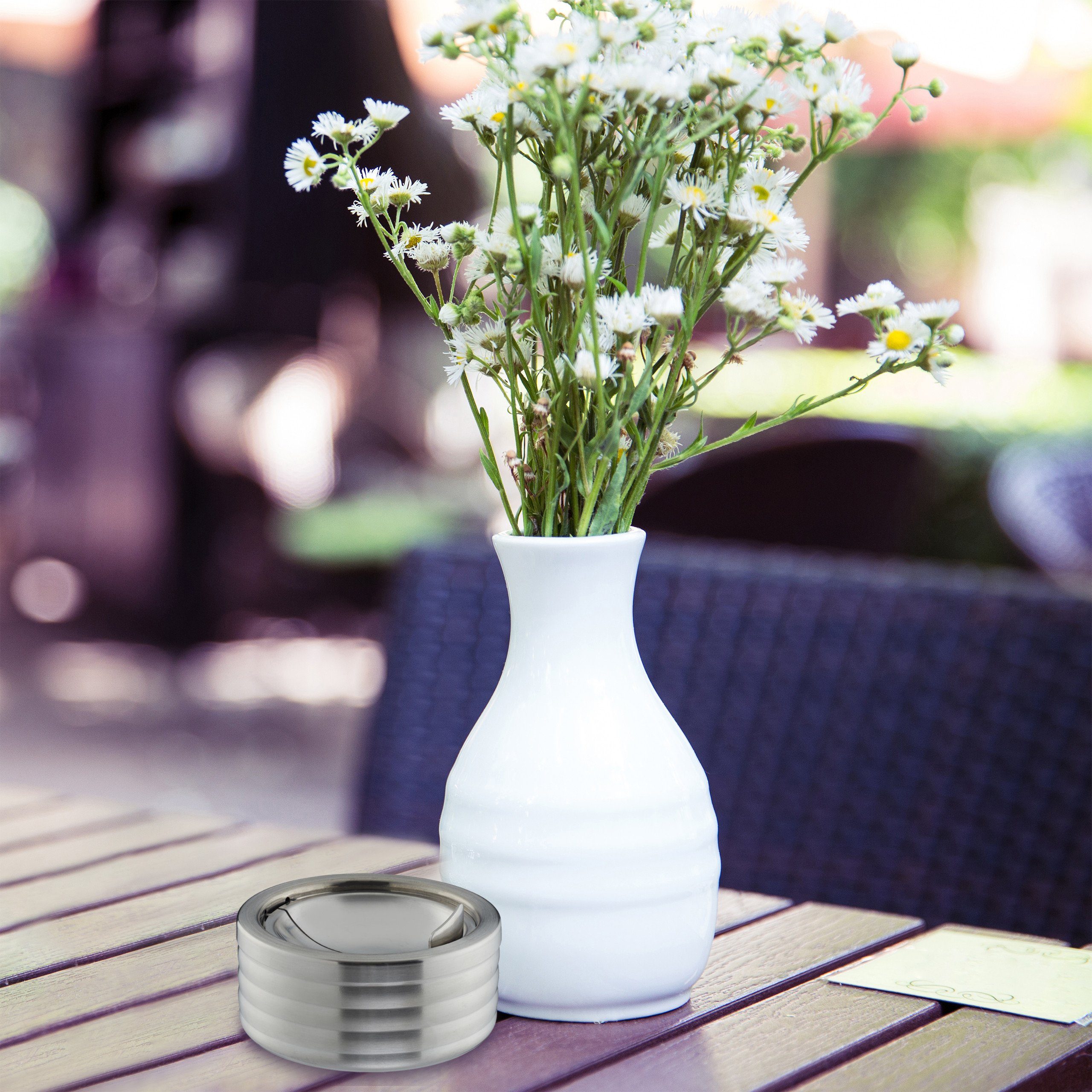 relaxdays Aschenbecher 2 x Windaschenbecher mit Deckel