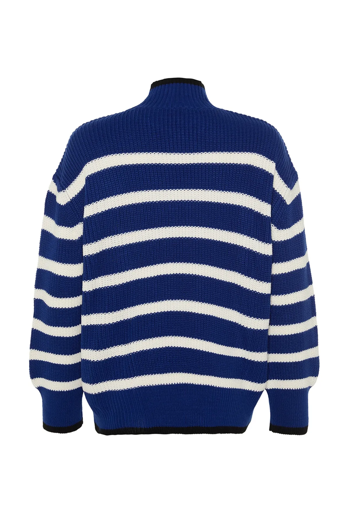Trendyol Collection  Blauer, gestreifter Strickpullover mit weiter Passform TWOAW23KZ01446