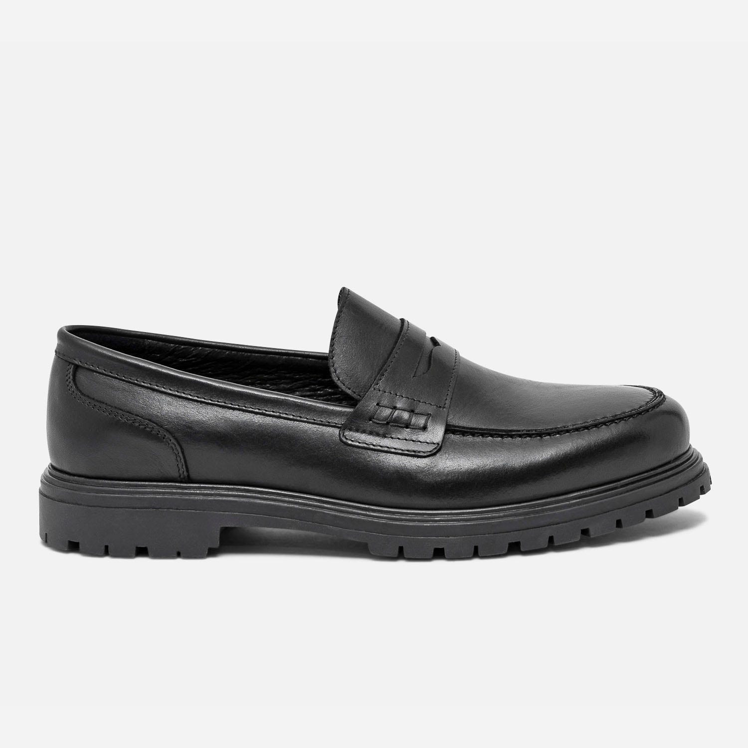 Mocassin éco-conçu noir en cuir