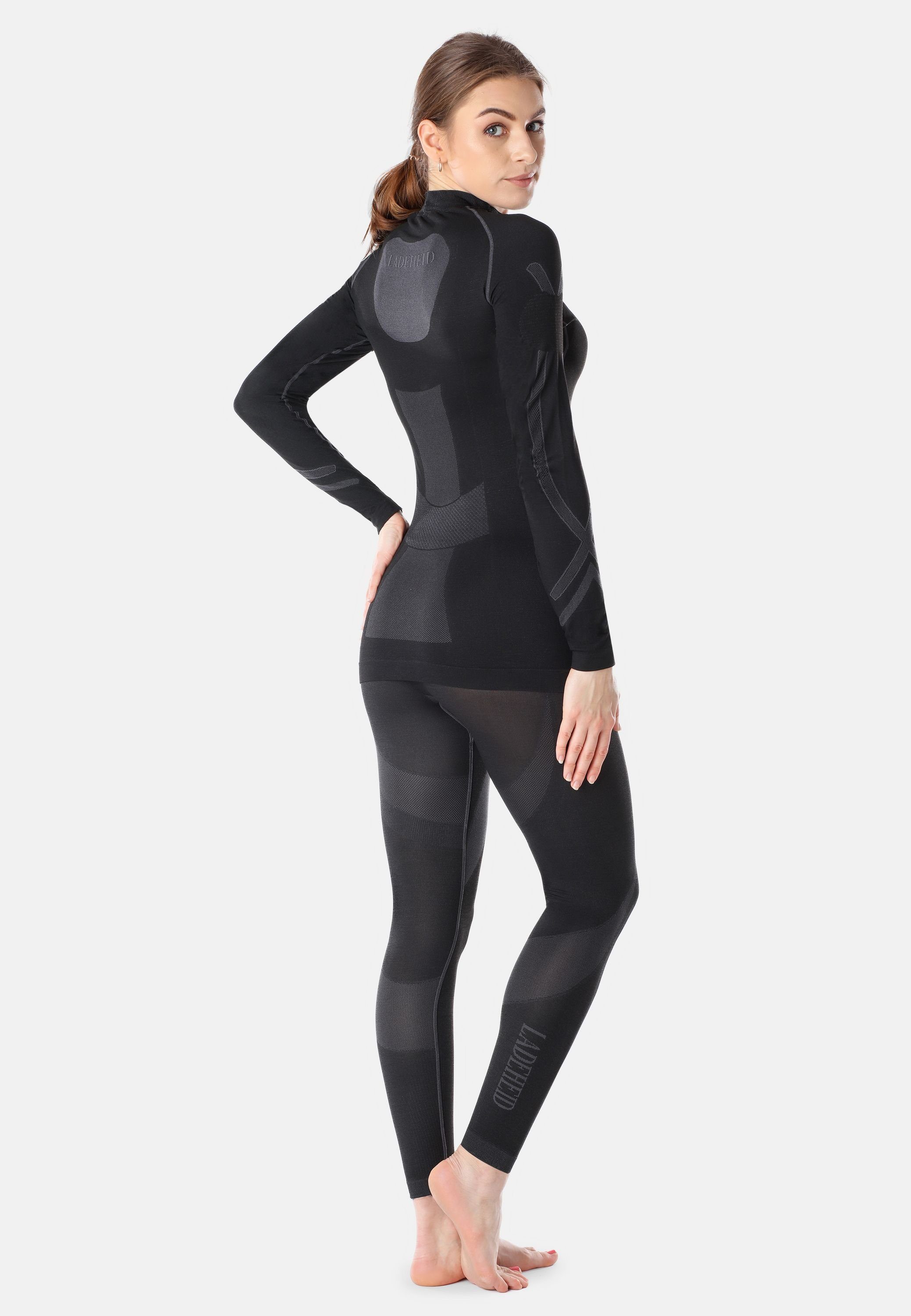 Ladeheid Funktionsunterhemd Damen Funktionsunterwäsche Set Shirt Unterhose Thermoaktiv LAGI006 (Set, mit Funktionsunterhose)