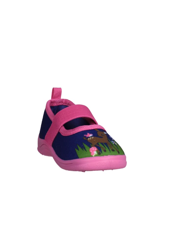 Playshoes Hausschuh Reh in Marine/Pink günstig kaufen