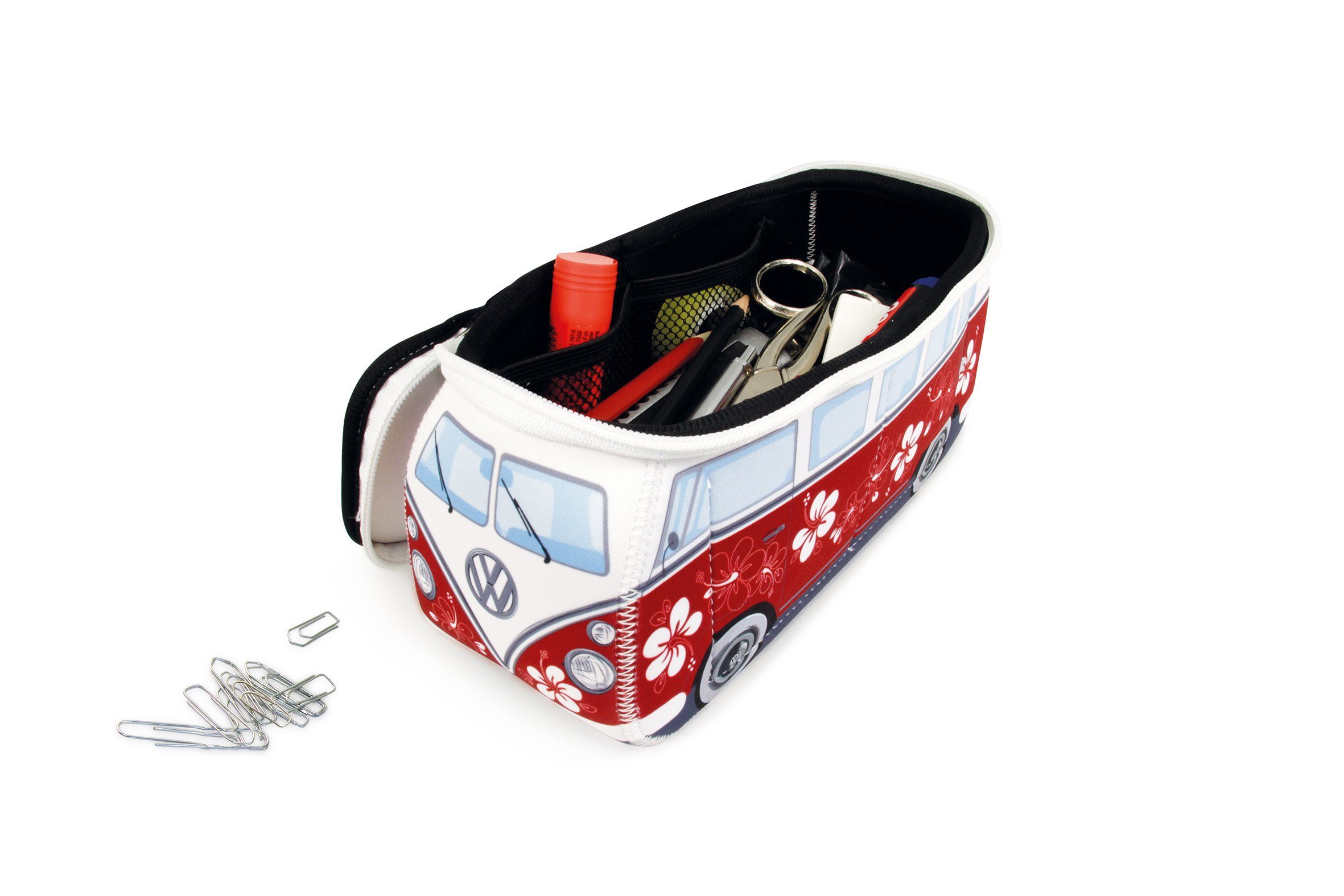 VW Collection by BRISA Kulturbeutel Volkswagen Neopren Schminktasche, Reisebeutel, funktionale Kosmetiktasche im T1 Bulli Bus Design, 23x11x8 cm