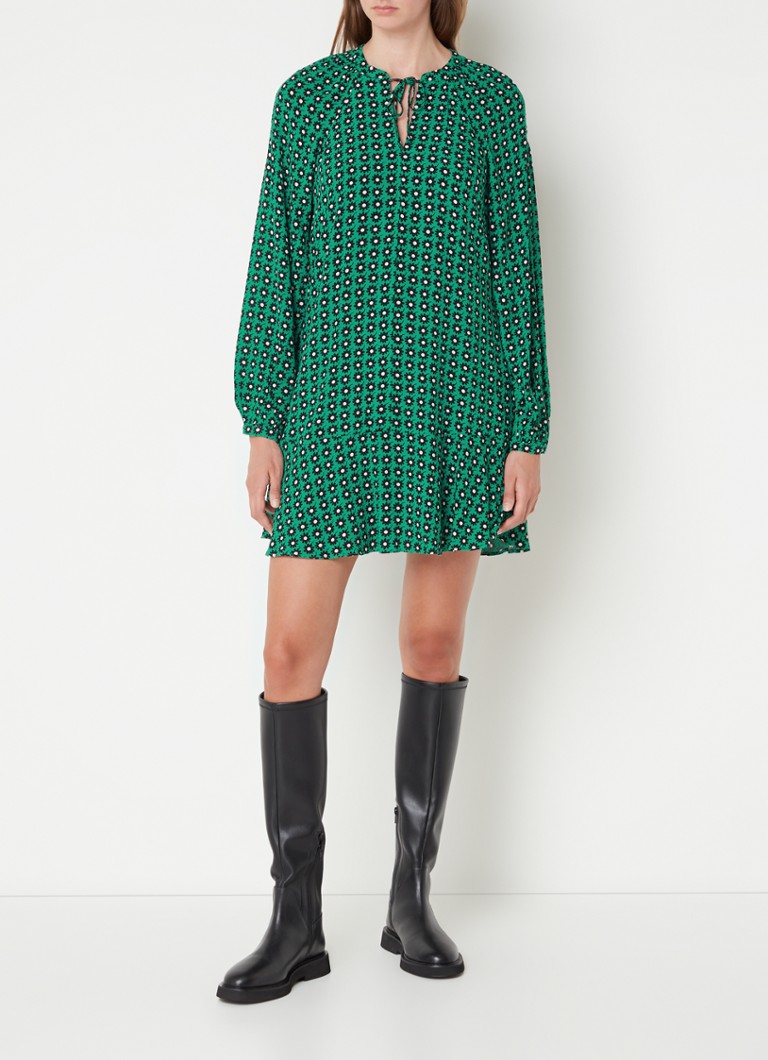 Rochie scurtă tunică Whistles din crep cu volane și imprimeu floral.