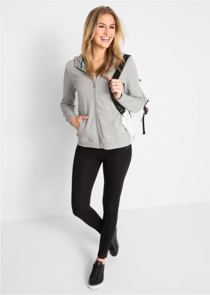 High-Waist-Punto Di Roma-Leggings mit seitlich elastischen Einsätzen