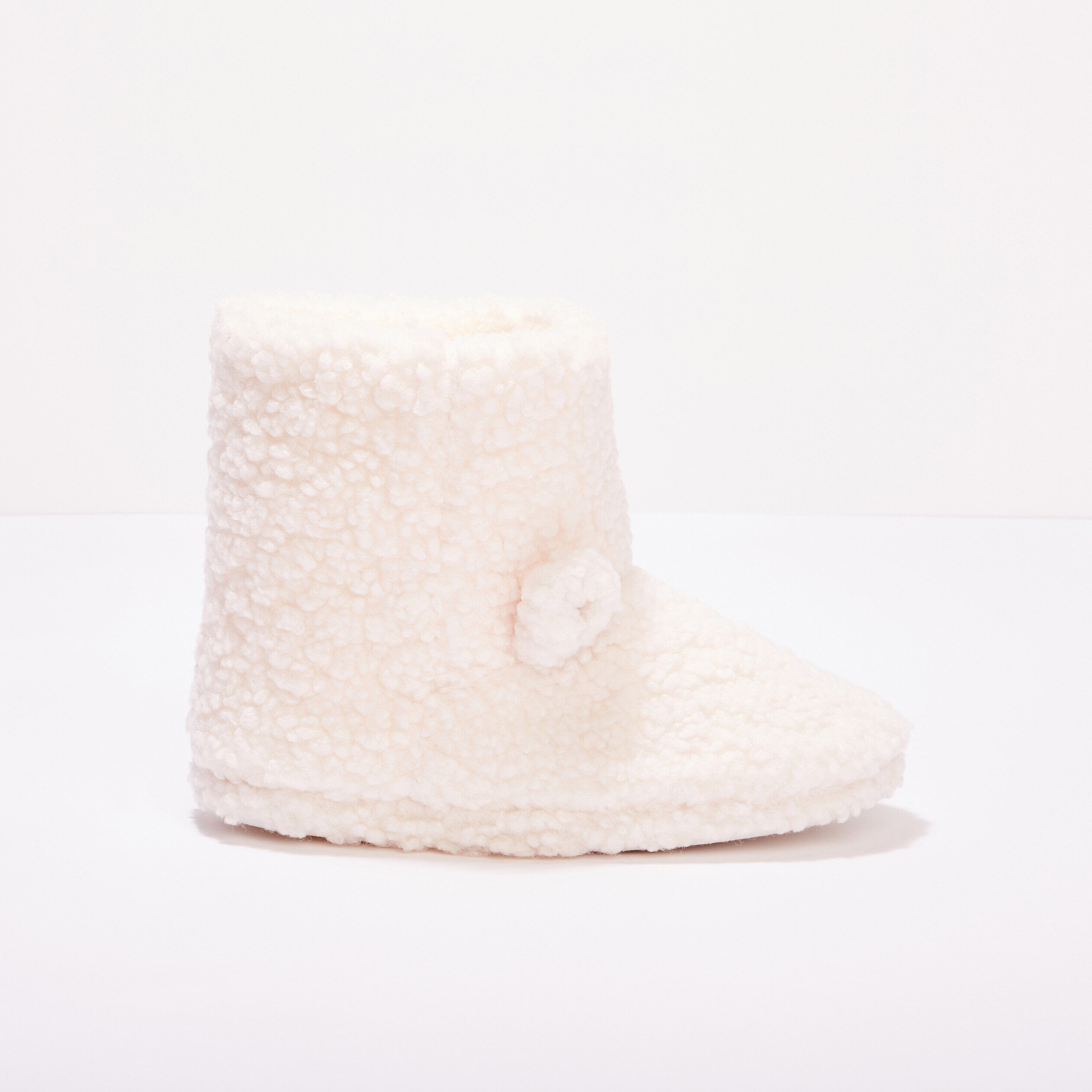 Chaussons bottines fourrure ecru femme | Cache Cache