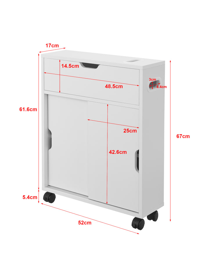 en.casa Badezimmerschrank Kempele in Weiß (H)67cm (B)52cm (T)17cm günstig kaufen onesize