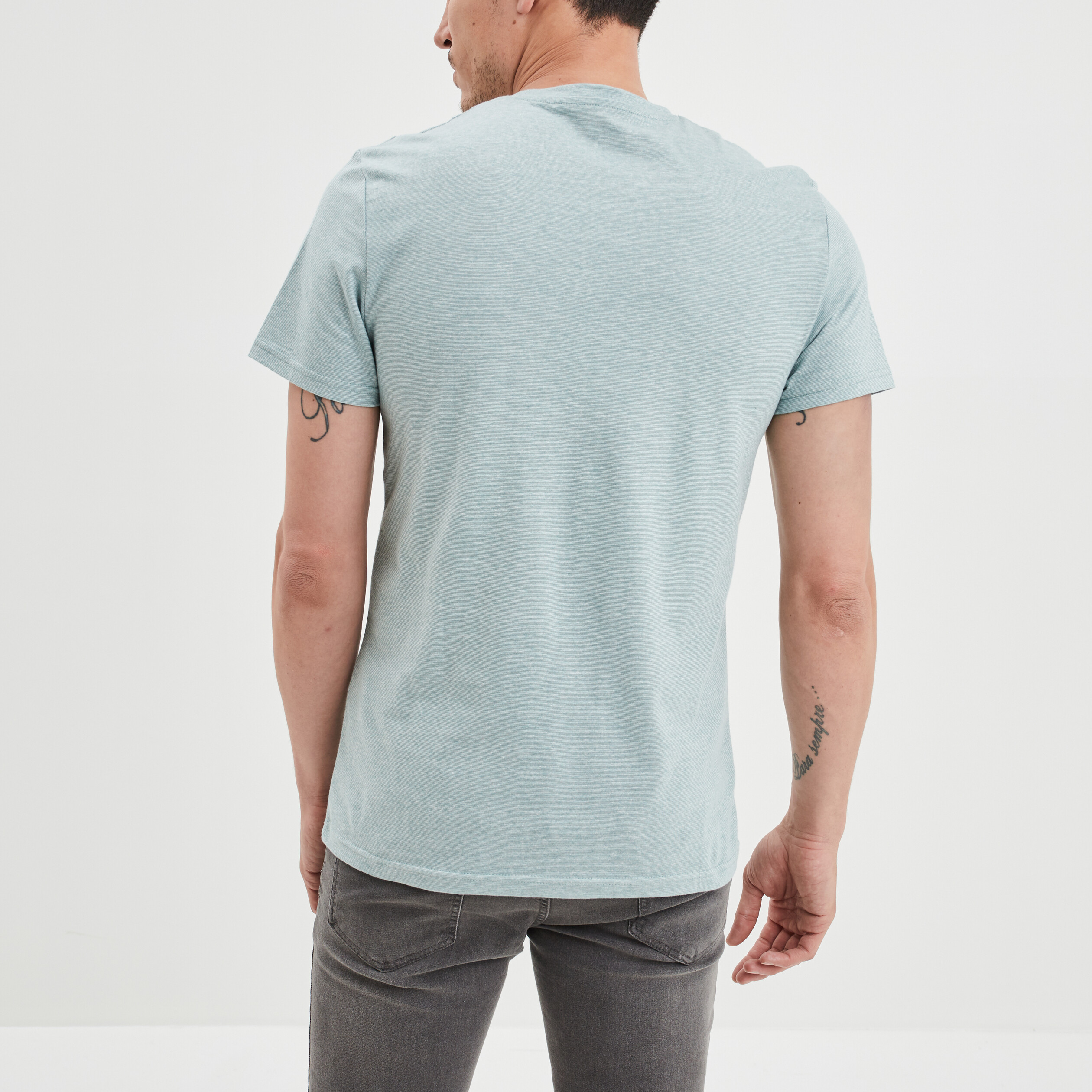 T-shirt coton manches courtes vert clair homme | La Halle