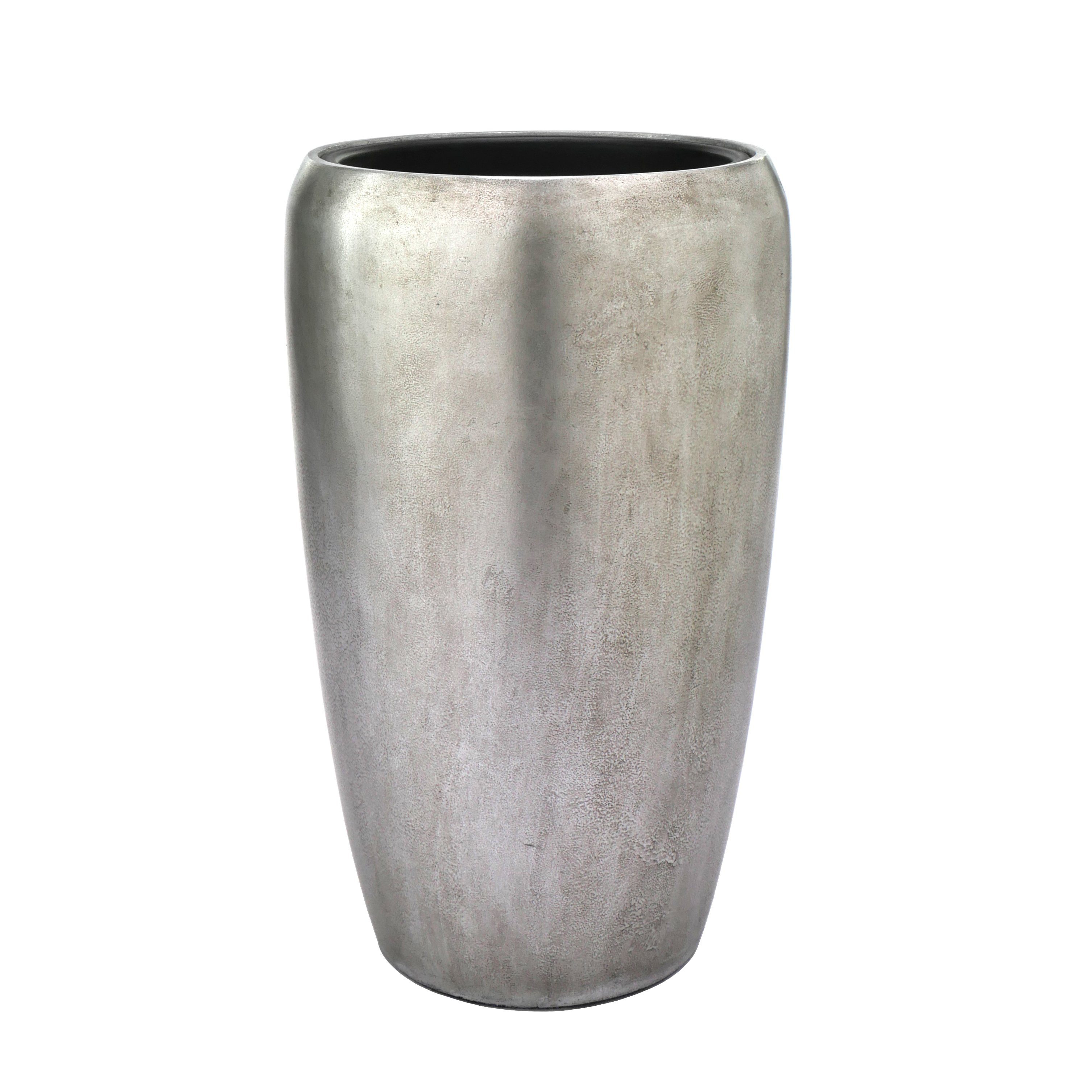 Flingora Bodenvase Gloria, mit Einsatz - Fiberglas - Indoor - Silber - Höhe 68 cm