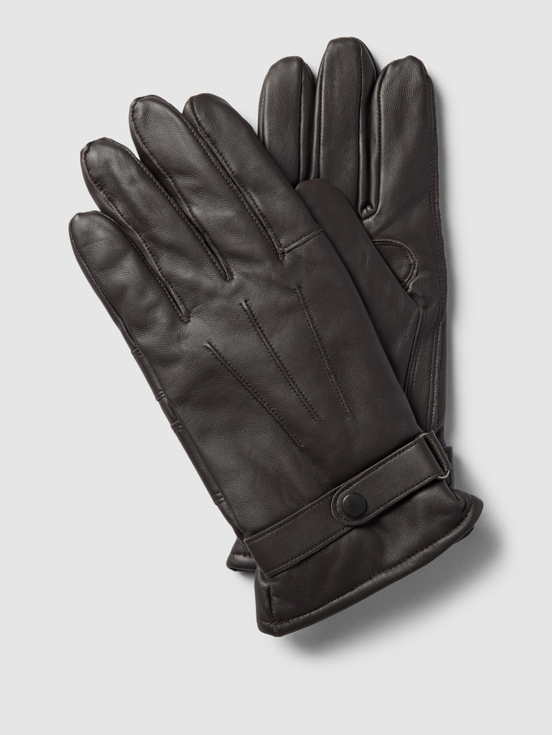Lederhandschuhe mit verstellbarem Riegel Modell 'Burnished' in dunkelbraun