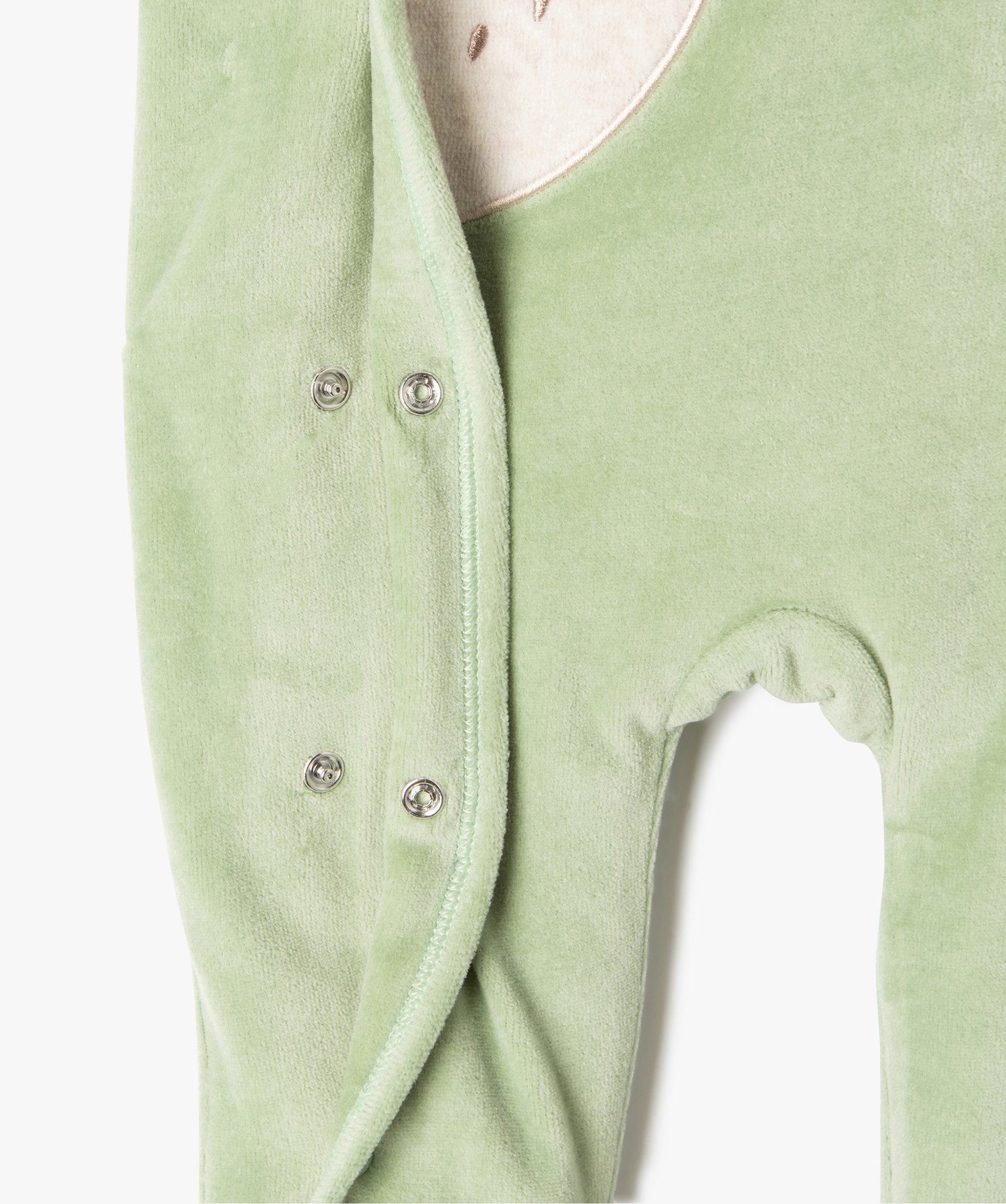 Pyjama bébé en velours imprimé dinosaure à fermeture ven... vert | GEMO