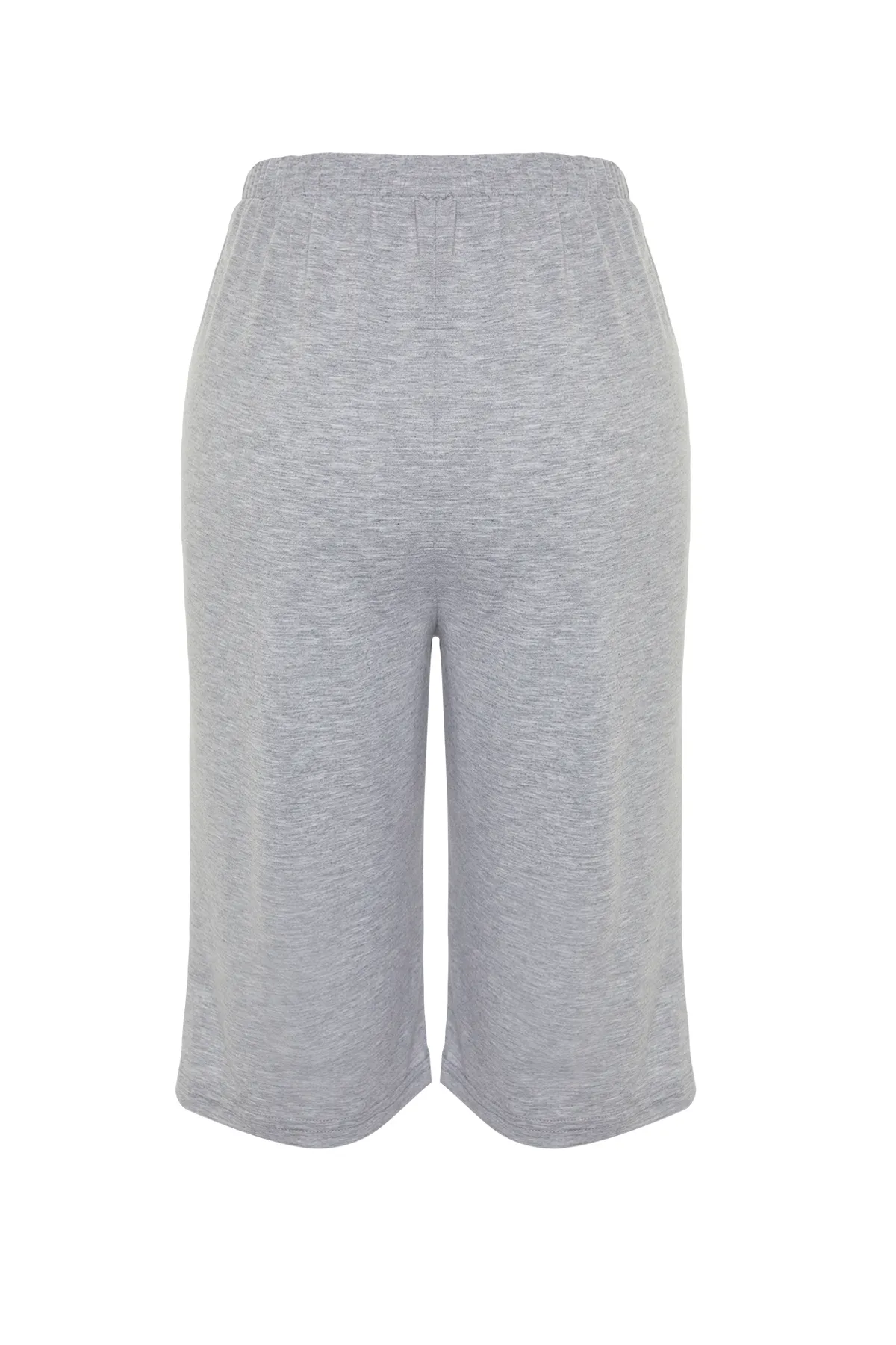 Trendyol Collection  Grau melierte Capri-Pyjamahose aus Baumwolle mit Strick THMSS24PJ00028