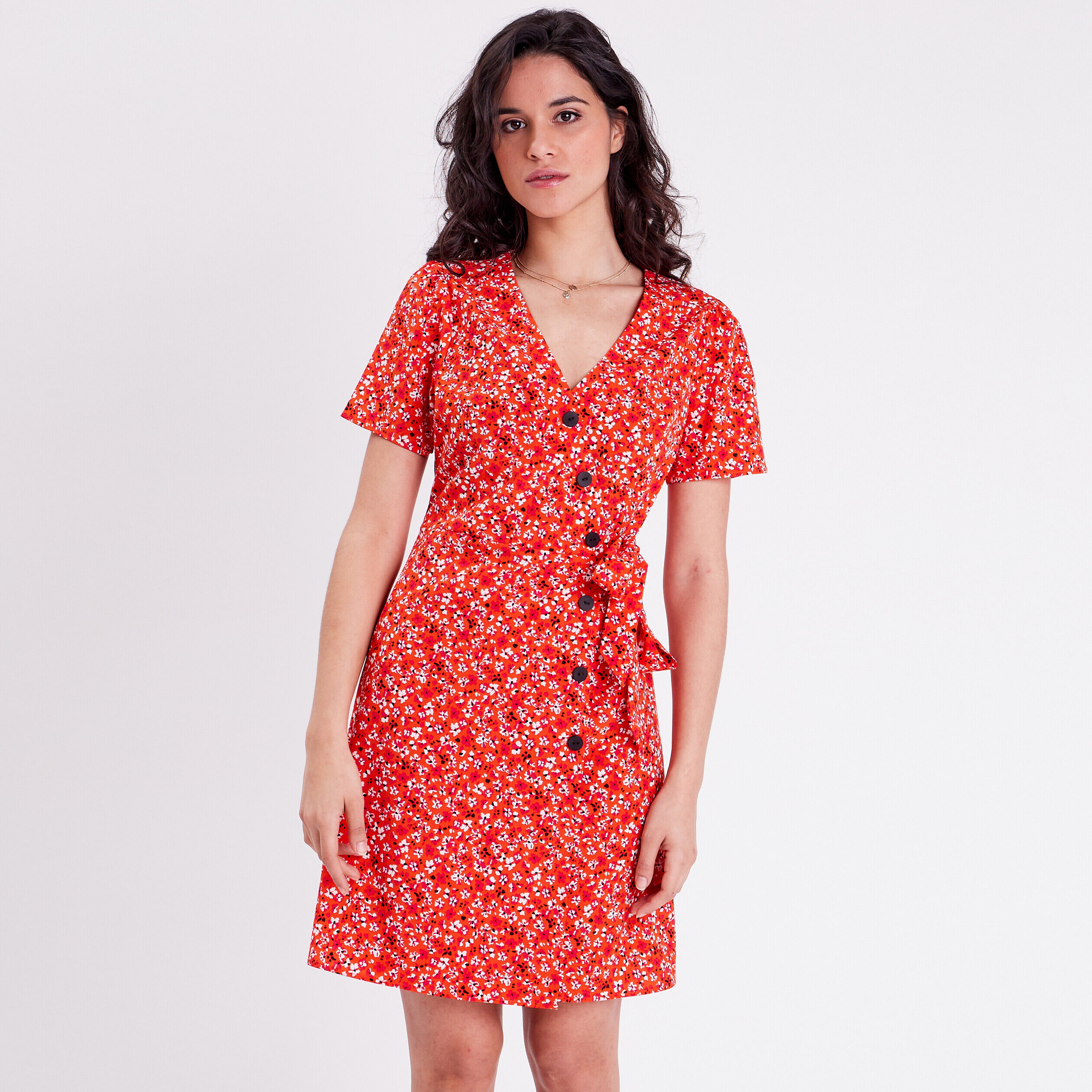 Robe cache-coeur orange femme | Cache Cache