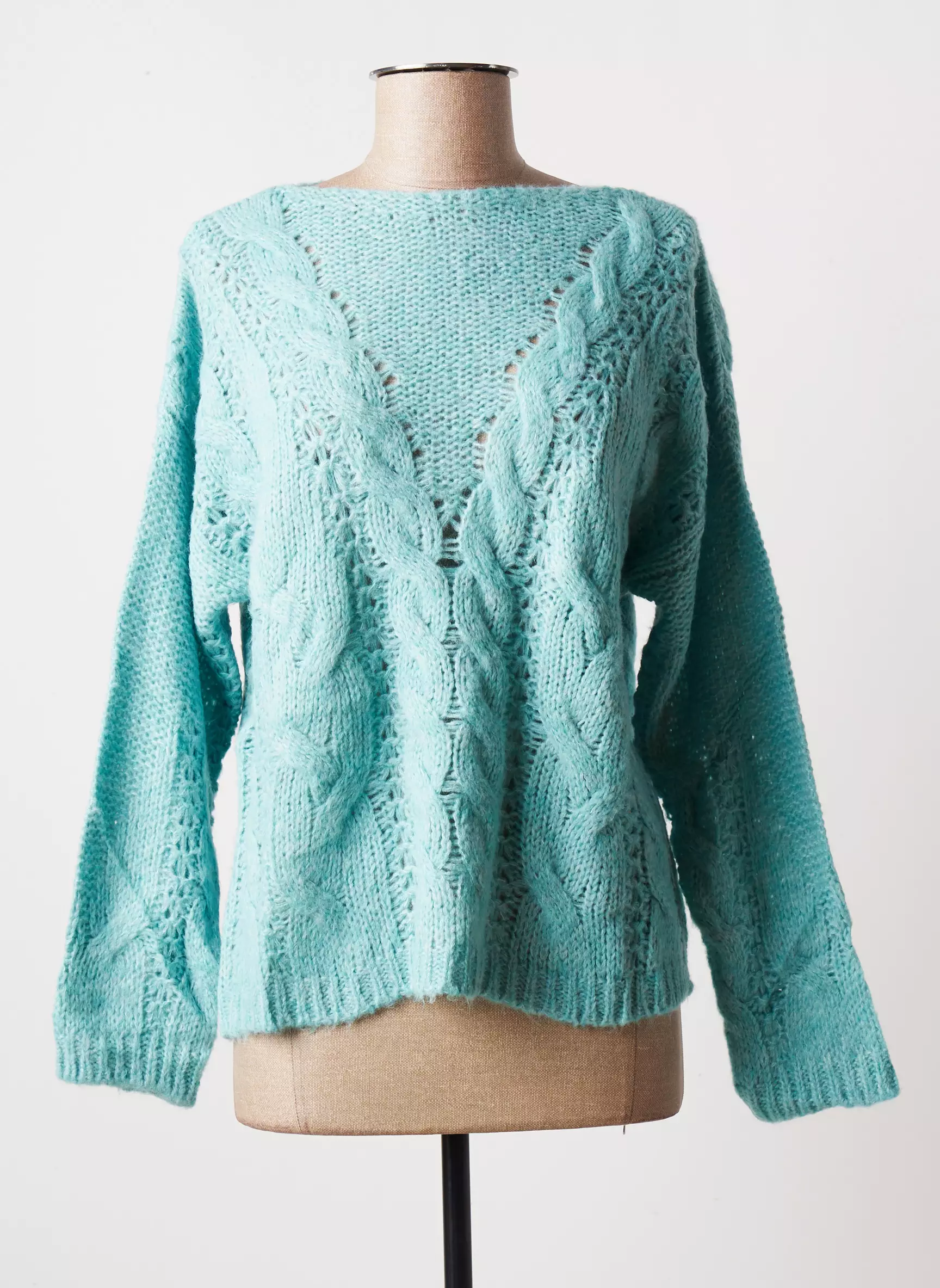 Blanc Boheme Pulls Femme couleur bleu