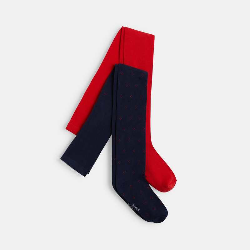 Collants chauds en tricot (lot de 2) rouges fille