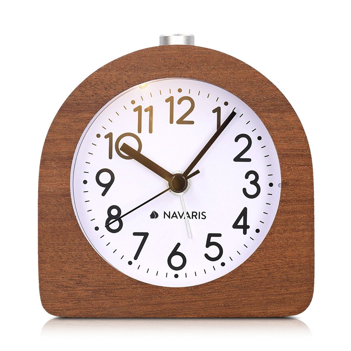 Navaris Reisewecker Retro Wecker aus Holz - Mit Snooze und Alarmlicht, leise