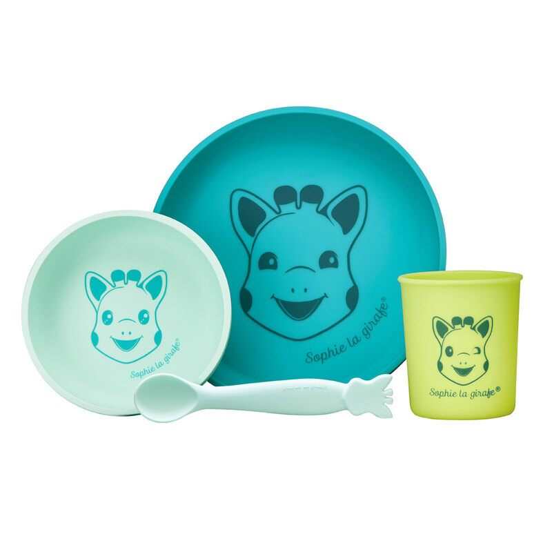 Coffret repas silicone azur Sophie la girafe