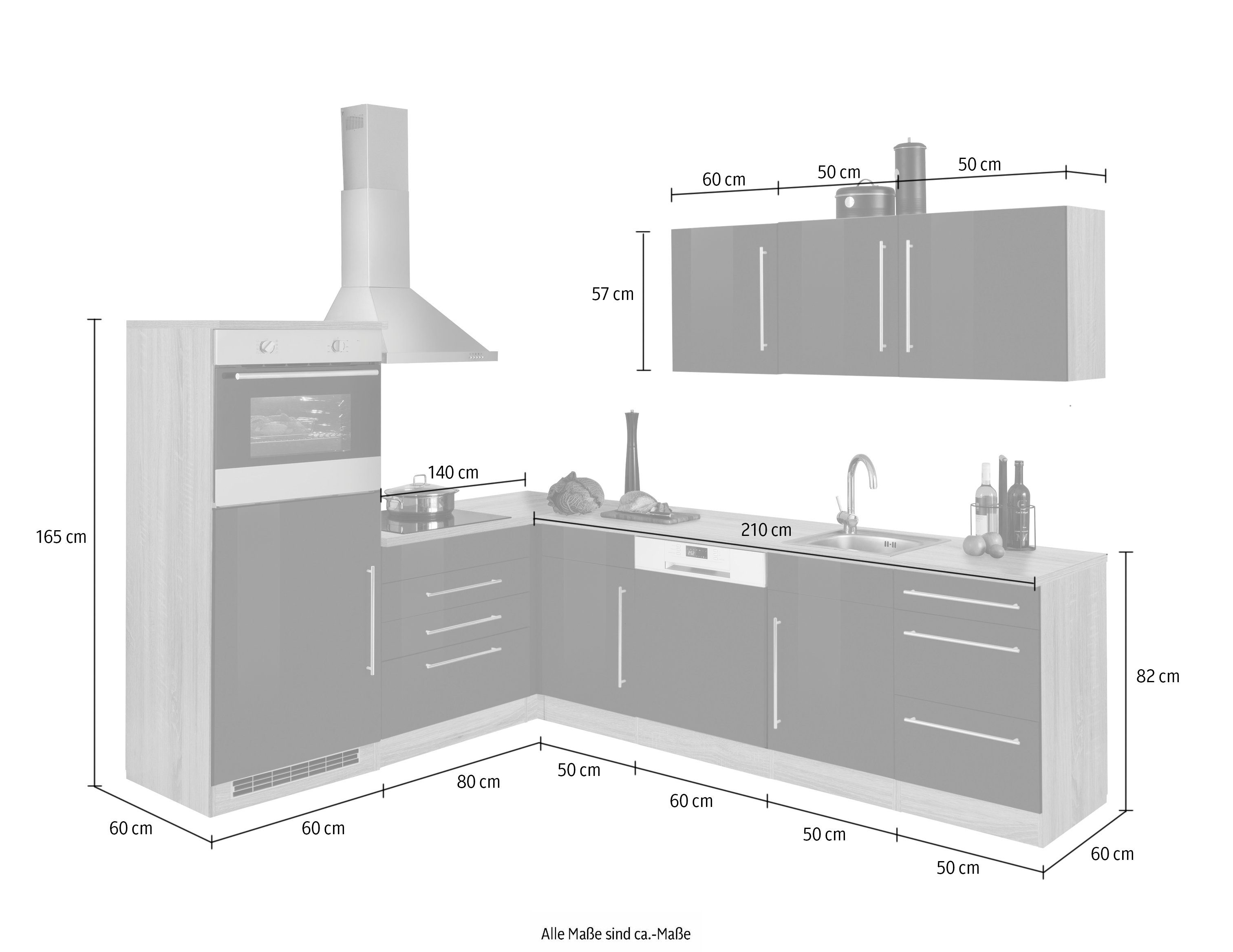 HELD MÖBEL Winkelküche Samos, ohne E-Geräte, Stellbreite 200/270 cm