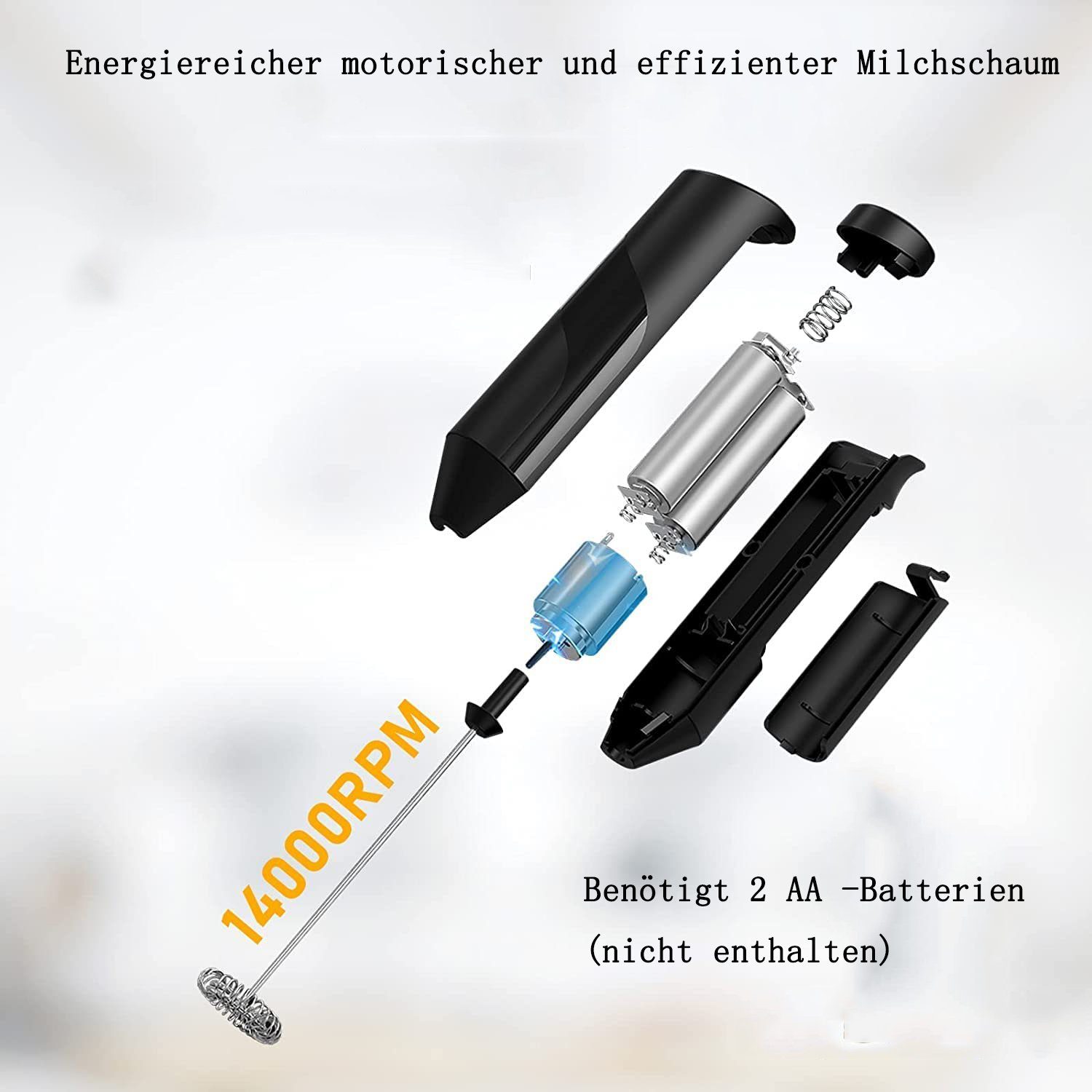GelldG Milchaufschäumer Milchaufschäumer, tragbarer Getränkemixer, Handmaschine