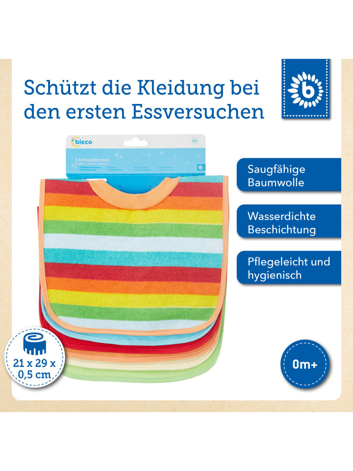Bieco Spielwaren Baby Schlupf Lätzchen, 6er Pack - ab Geburt in Mehrfarbig günstig kaufen onesize